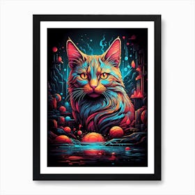 Psychedelic Cat 11 Art Print