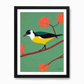 Magpie 2 Midcentury Illustration Bird Art Print