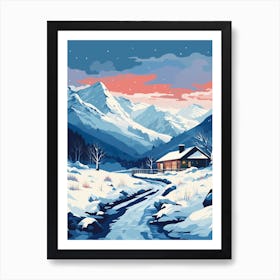 Winter Travel Night Illustration Snowdonia National Park 3 Art Print