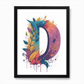 Colorful Letter D Illustration 55 Art Print