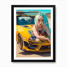 Dreamshaper V5 Billie Eilish Danncing In Bikini In Toyota Supr 2 Art Print