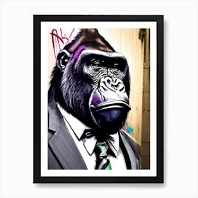 Gorilla In Bow Tie Gorillas Graffiti Style 1 Art Print