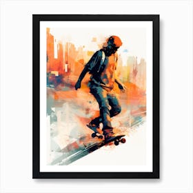 Skateboarding In Zurich, Switzerland Drawing 4 Art Print