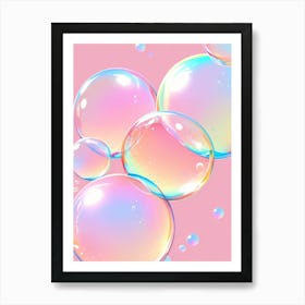 Soap Bubbles On Pink Background Art Print