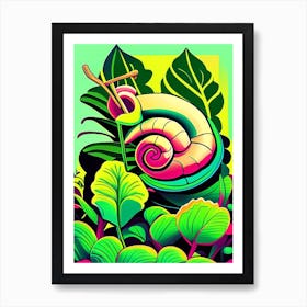 Garden Snail Feeding On Plants Pop Art Art Print