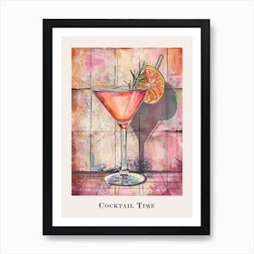 Cocktail Time Tile Watercolour Poster 1 Art Print