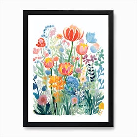 Monets Garden Usa Modern Illustration 4 Art Print