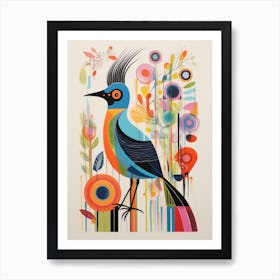 Colourful Scandi Bird Roadrunner 4 Art Print