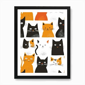 Repeatable Artwork With Cute Cat Faces Art Print