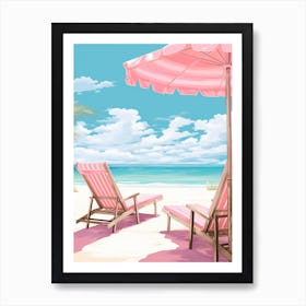 An Illustration In Pink Tones Of  Grace Bay Beach Turks And Caicos 4 Art Print