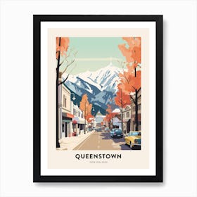 Vintage Winter Travel Poster Queenstown New Zealand 1 Art Print