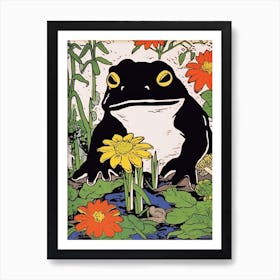 Frog In The Garden,  Matsumoto Hoji Inspired Japanese 13 Art Print