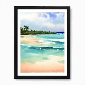 Seven Mile Beach, Jamaica Watercolour Art Print