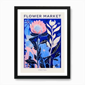 Blue Flower Market Poster Protea 2 Art Print