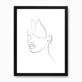 Butterfly Head, Line Art, Outline, Art, Home Decor, Wall Print Art Print