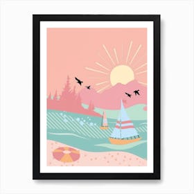 Sailboats In The Sea Art Print