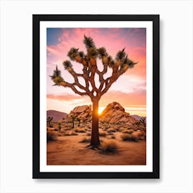 Joshua Tree At Dawn In The Desert In South Western Style  (3) Art Print