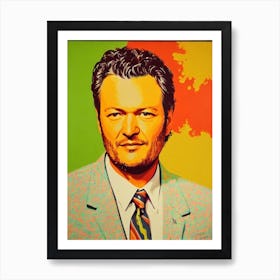 Blake Shelton Colourful Pop Art Art Print