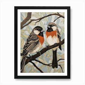 Art Nouveau Birds Poster Sparrow 4 Art Print