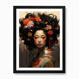 Geisha Japanese Style Illustration 2 Art Print