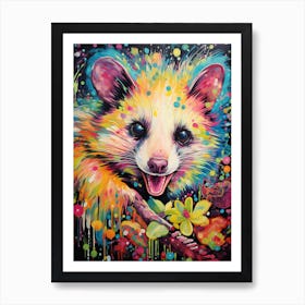  A Curious Possum Vibrant Paint Splash 4 Art Print