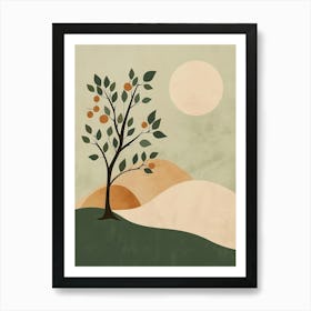 Apple Tree Minimal Japandi Illustration 3 Art Print