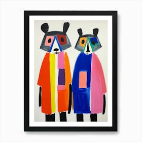 Colourful Kids Animal Art Raccoon Art Print