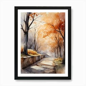 Watercolor Of Autumn Trees 9 Art Print