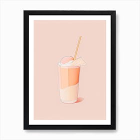 Peach Milkshake Dairy Food Minimal Line Drawing 1 Art Print