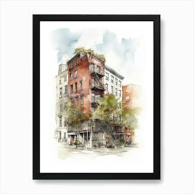 Tribeca New York City Neighborhood, Watercolour 2 Art Print
