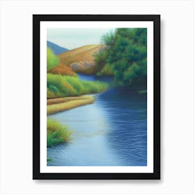 River Current Landscapes Waterscape Crayon 1 Art Print