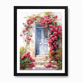 Nice, France   Mediterranean Doors Watercolour Painting 1 Art Print