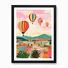 Hot Air Ballons In Capodoccia Turkey Travel Painting Housewarming Art Print
