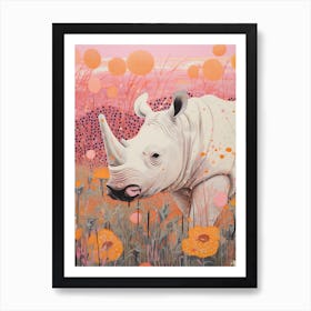 Polka Dot Rhino 2 Art Print