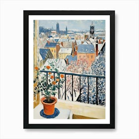 The Windowsill Of Nuremberg   Germany Snow Inspired By Matisse 3 Art Print