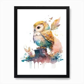 Owl Watercolor Painting Art Print