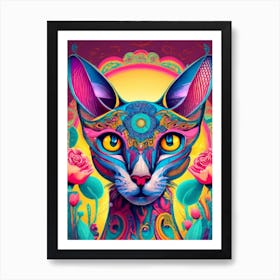 Psychedelic Cat Art Print