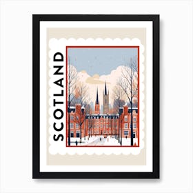 Retro Winter Stamp Poster Glasgow United Kingdom 1 Art Print