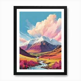 Ben Vorlich Scotland Colourful Mountain Illustration 0 1 Art Print