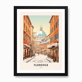 Vintage Winter Travel Poster Florence Italy 2 Art Print