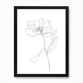 Single Line Drawing Of A Flower Minimalist Line Art Monoline Illustration Art Print