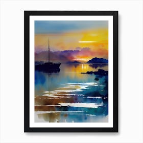 Sunset Sailboat Art Print