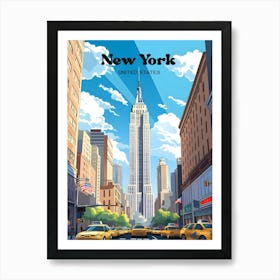 New York United States Street Travel Art Illustration Art Print