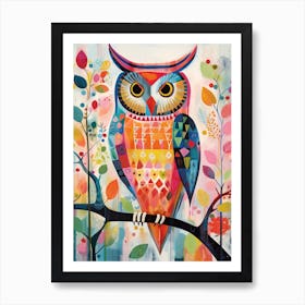 Bird Painting Collage Owl 2 Art Print