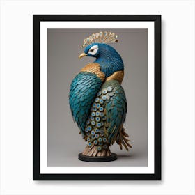 Peacock Statue Portrait Art Print