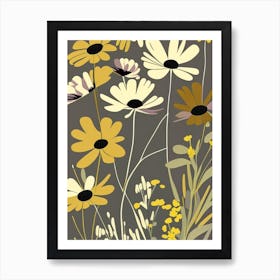 Coreopsis Wildflower Modern Muted Colours Art Print