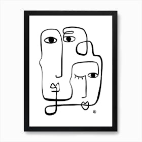 Abstract face line art 2 Art Print