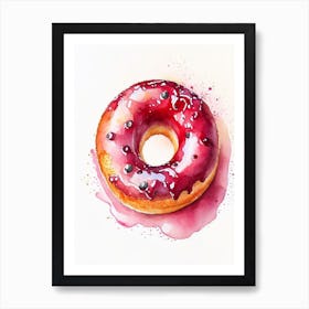 Cherry Filled Donut Cute Neon 2 Art Print