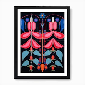 Flower Motif Painting Fuchsia 3 Art Print