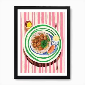 A Plate Of Greek Salad, Top View Food Illustration 3 Art Print